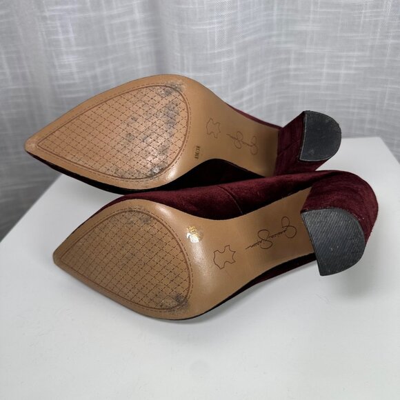 Jessica Simpson Burgundy Tanysha Velvet Block-Heel Point Toe Pumps 8 - Picture 11 of 14